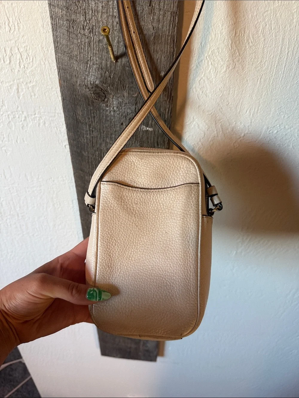 Coach Pebbled Leather Small Crossbody in Cream with Gold Hardware